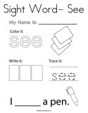 Sight Word- See Coloring Page