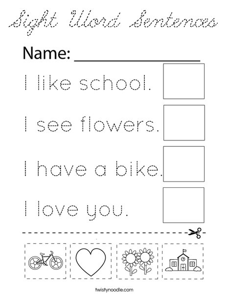 Sight Word Sentences Coloring Page
