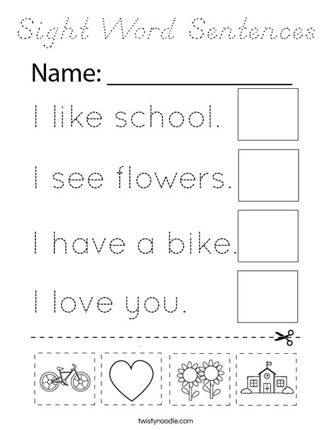 Sight Word Sentences Coloring Page