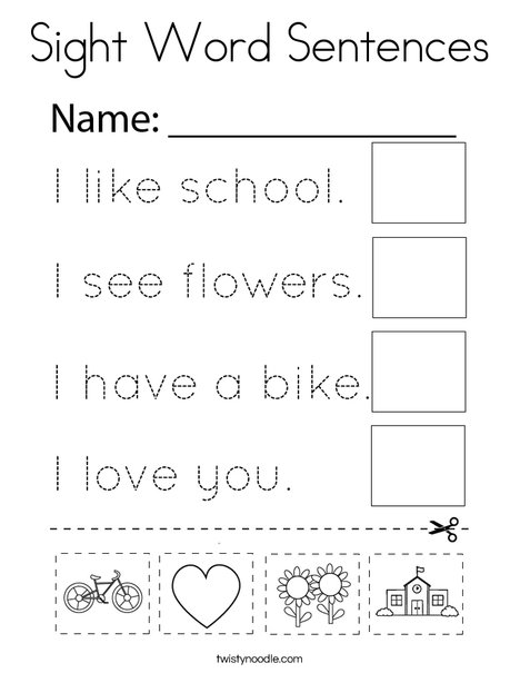 Sight Word Sentences Coloring Page