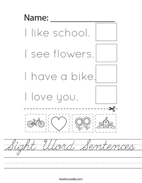 Sight Word Sentences Worksheet