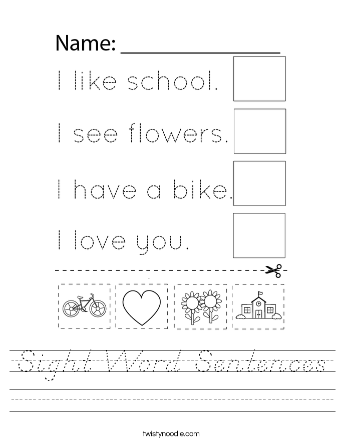 Sight Word Sentences Worksheet