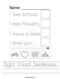 Sight Word Sentences Worksheet