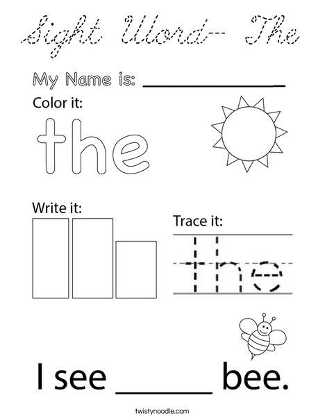 Sight Word- The Coloring Page
