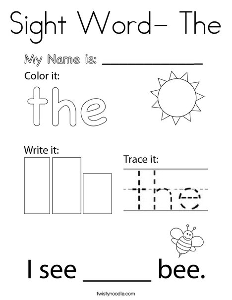 Sight Word- The Coloring Page