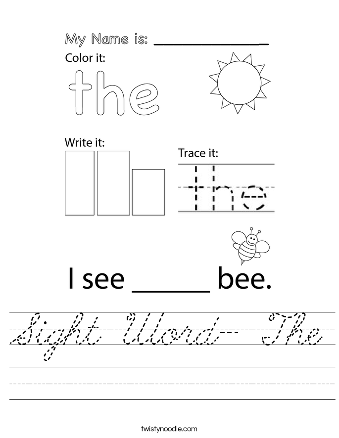 Sight Word- The Worksheet