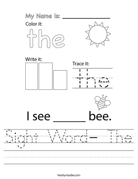 Sight Word- The Worksheet
