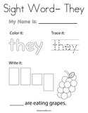 Sight Word- They Coloring Page