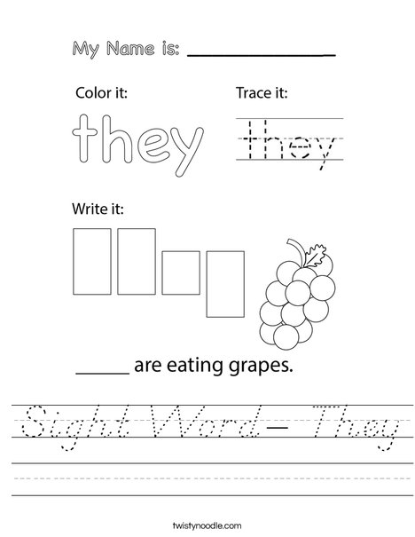 Sight Word- They Worksheet