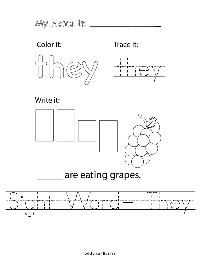 Sight Word- They Worksheet