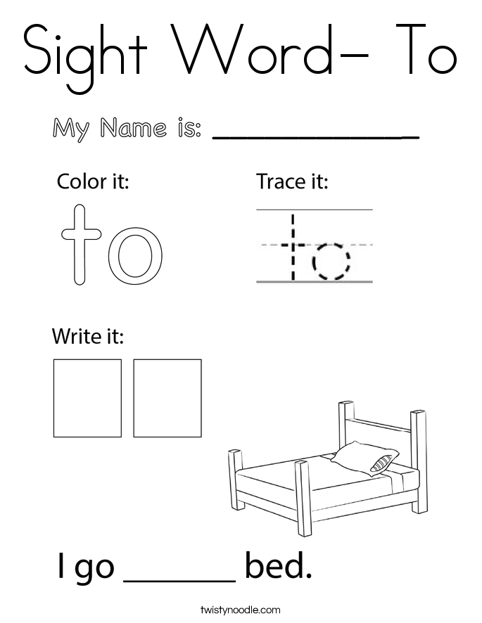 Sight Word- To Coloring Page