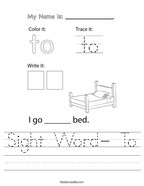 Sight Word- To Handwriting Sheet