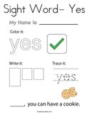 Sight Word- Yes Coloring Page