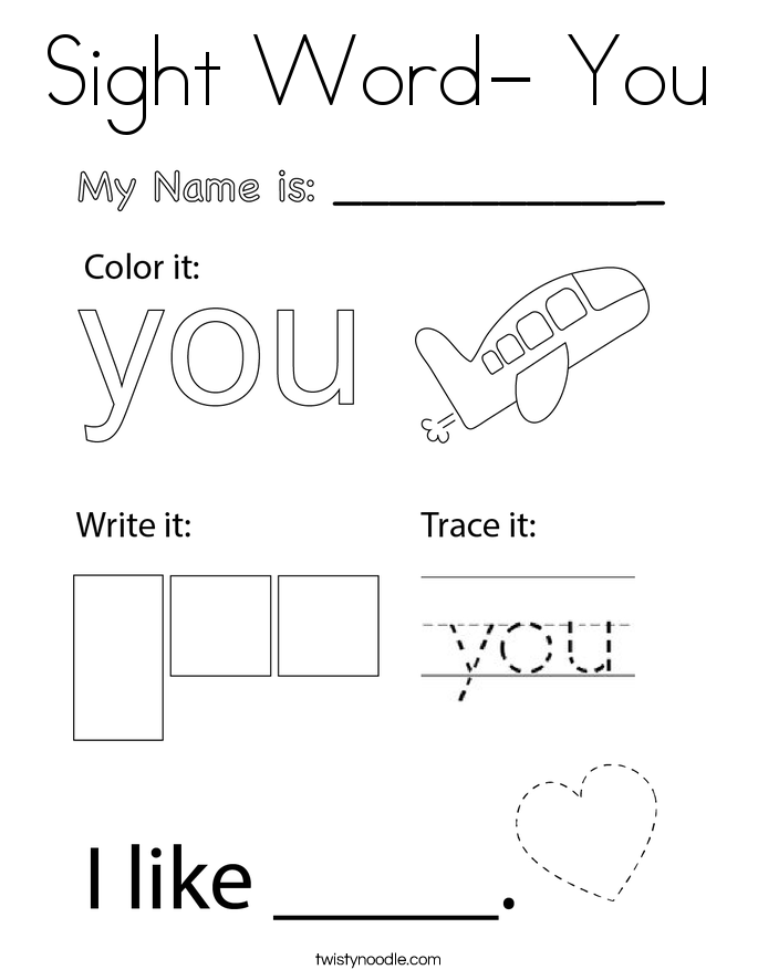 Sight Word- You Coloring Page