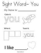 Sight Word- You Coloring Page