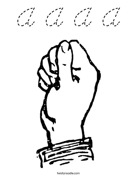 Sign Language Letter A Coloring Page