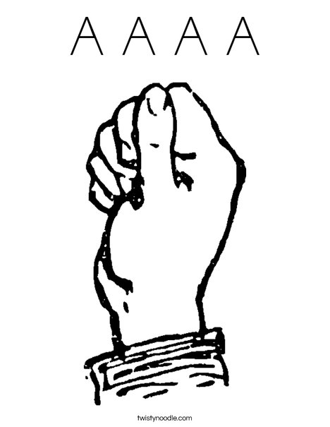Sign Language Letter A Coloring Page