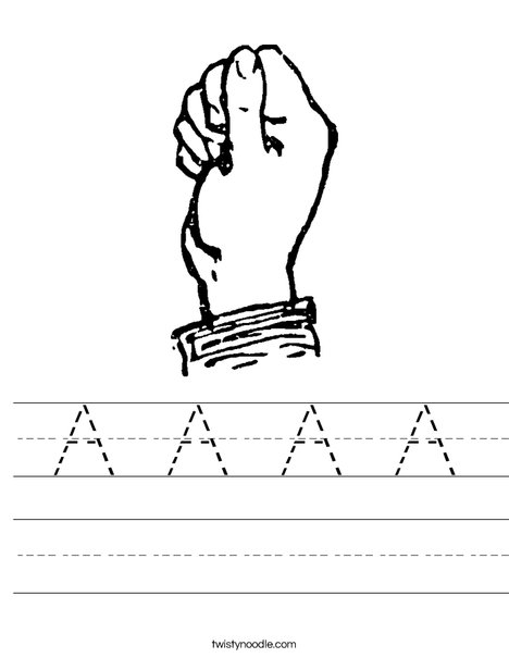 Sign Language Letter A Worksheet