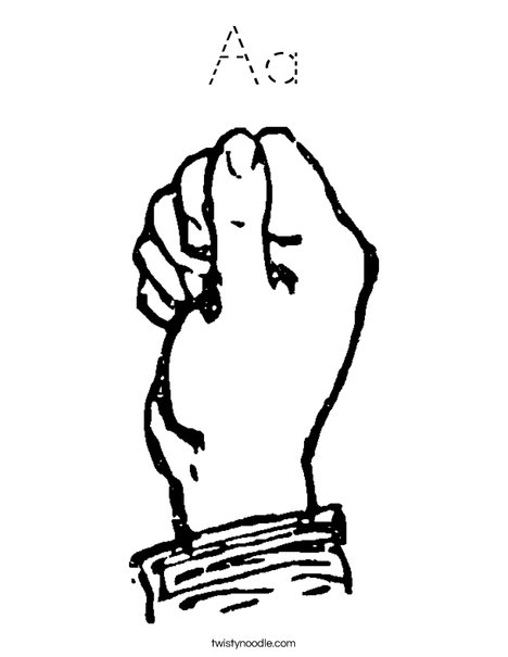 Sign Language Letter A Coloring Page