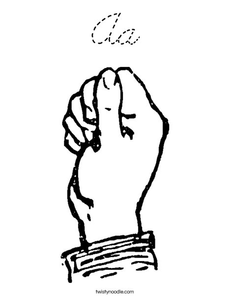 Sign Language Letter A Coloring Page