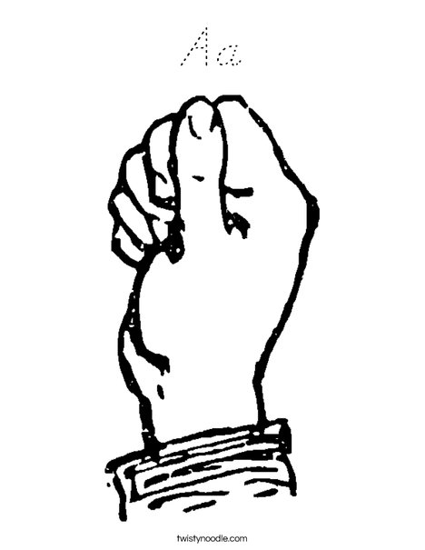 Sign Language Letter A Coloring Page