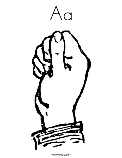 Sign Language Letter A Coloring Page