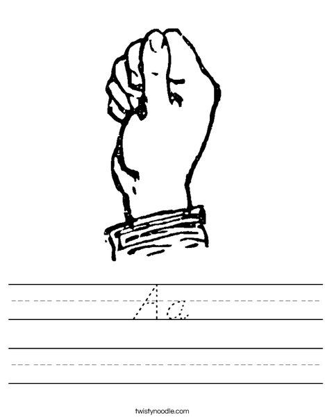 Sign Language Letter A Worksheet