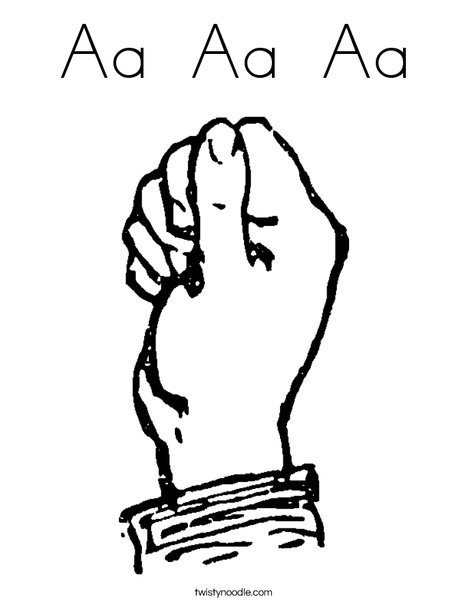 Sign Language Letter A Coloring Page