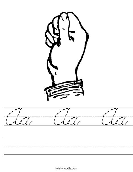 Sign Language Letter A Worksheet