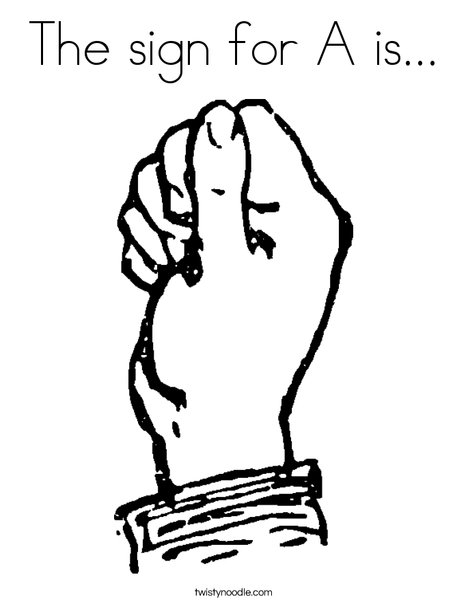 Sign Language Letter A Coloring Page