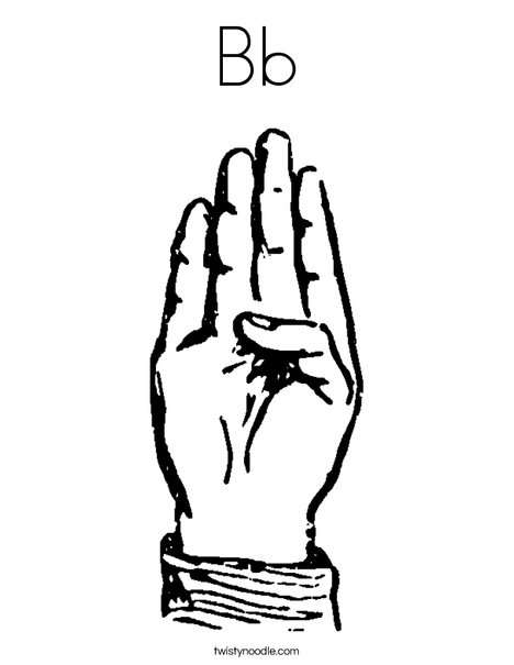 Sign Language Letter B Coloring Page