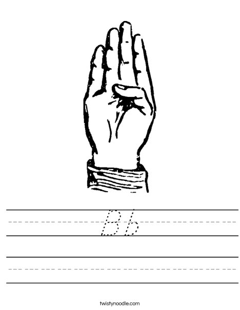 Sign Language Letter B Worksheet