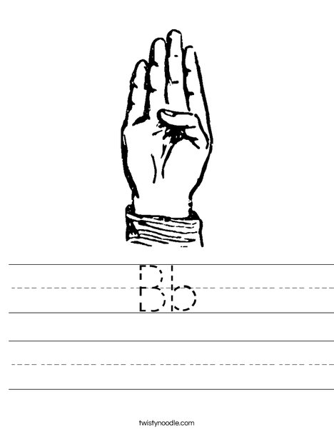 Sign Language Letter B Worksheet