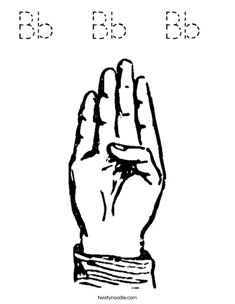 Sign Language Letter B Coloring Page