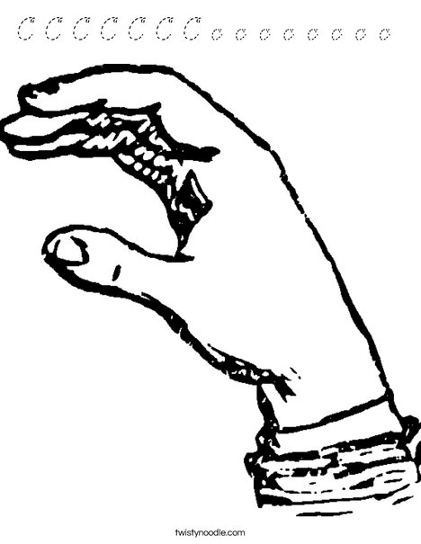 Sign Language Letter C Coloring Page