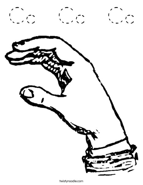 Sign Language Letter C Coloring Page