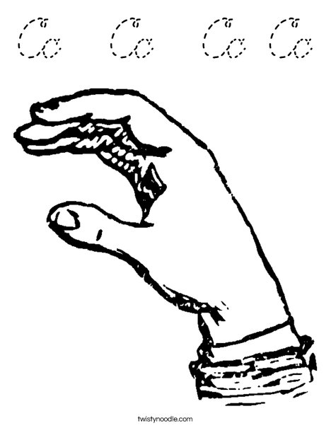Sign Language Letter C Coloring Page