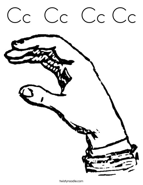 Sign Language Letter C Coloring Page