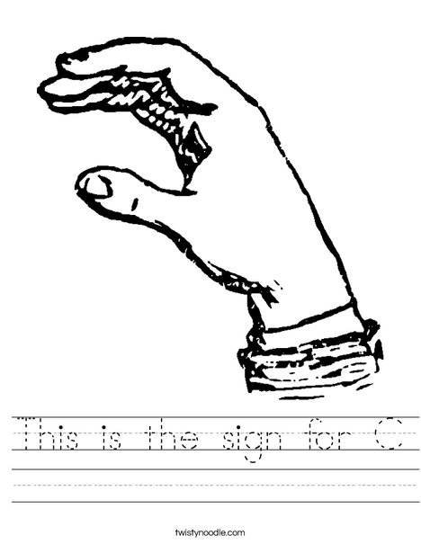 Sign Language Letter C Worksheet