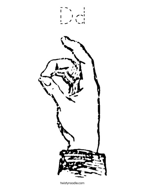 Sign Language Letter D Coloring Page