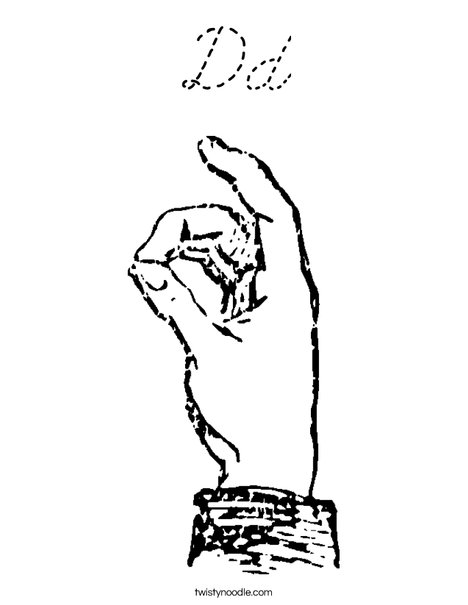 Sign Language Letter D Coloring Page