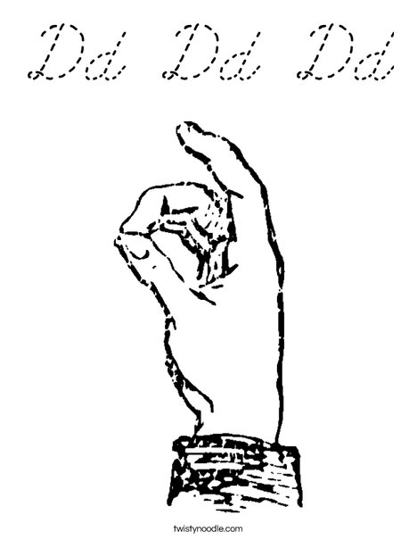 Sign Language Letter D Coloring Page