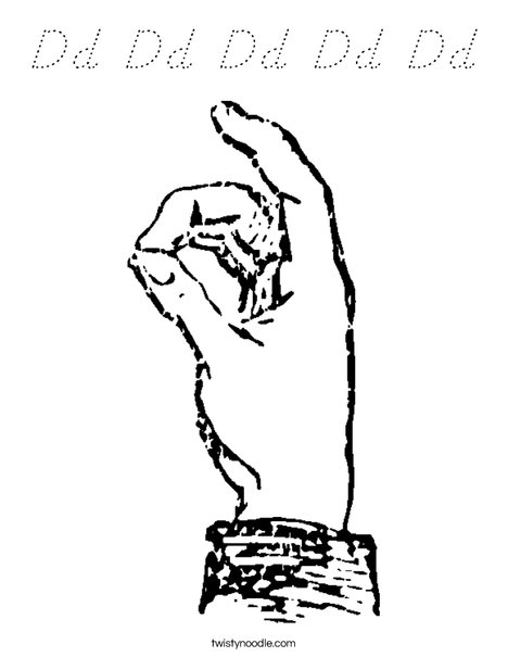 Sign Language Letter D Coloring Page