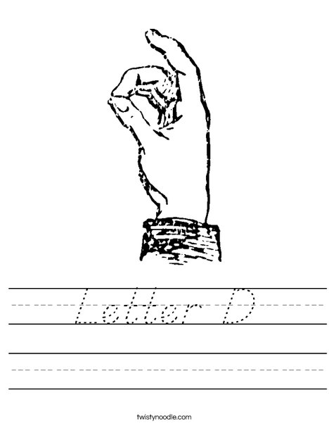 Sign Language Letter D Worksheet