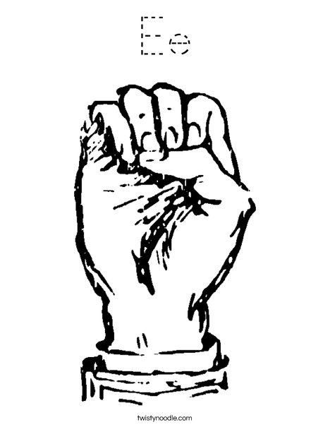 Sign Language Letter E Coloring Page