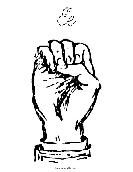 Sign Language Letter E Coloring Page