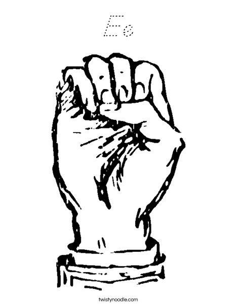 Sign Language Letter E Coloring Page