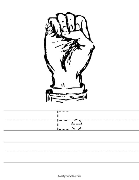 Sign Language Letter E Worksheet