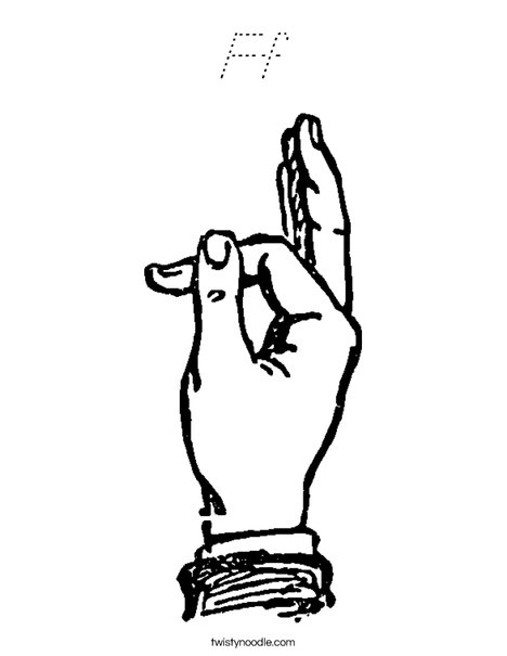 Sign Language Letter F Coloring Page