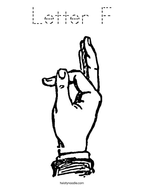Sign Language Letter F Coloring Page